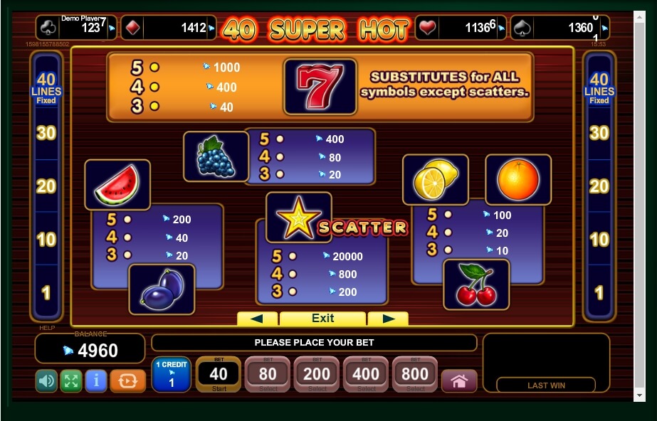40 super hot slot machine detail image 0