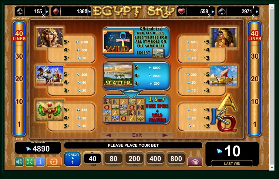 egypt sky slot machine detail image 0