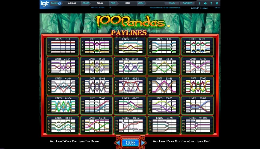 100 pandas slot machine detail image 2