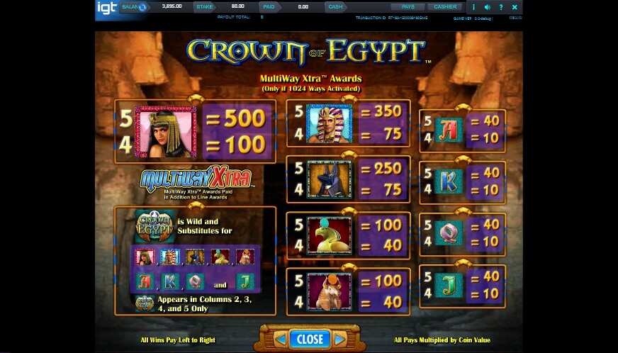 crown of egypt slot machine detail image 1