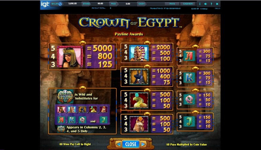 crown of egypt slot machine detail image 2