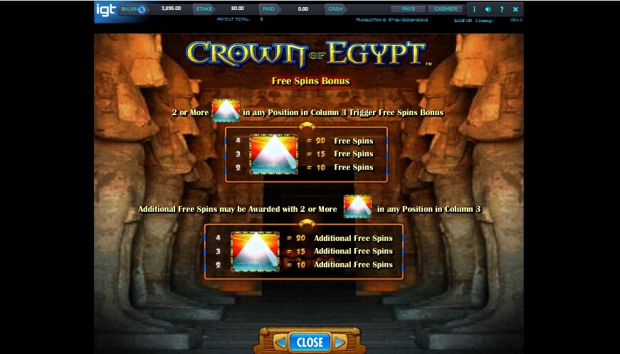crown of egypt slot machine detail image 3