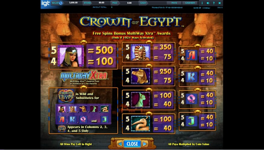 crown of egypt slot machine detail image 4