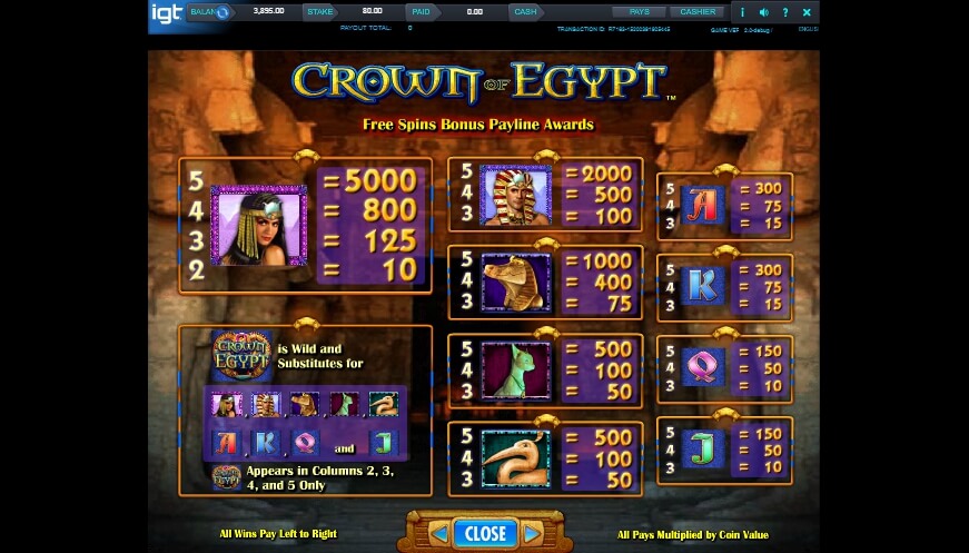 crown of egypt slot machine detail image 5